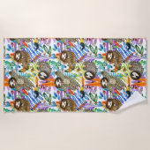 CartoonWatercolorsloth-Muster Strandtuch (Vorderseite)