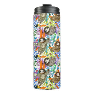 CartoonWatercolorsloth-Muster Thermosbecher