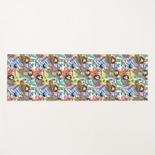 CartoonWatercolorsloth-Muster Yogamatte (Vorderseite (Horizontal))