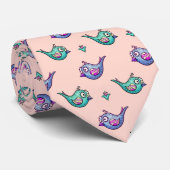 Cartoony Niedlich Bird Muster Krawatte (Gerollt)