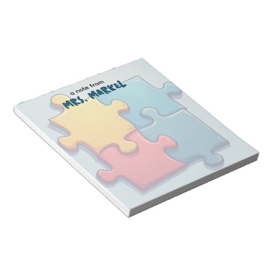 Cartoony Puzzle Pieces Teacher Geschenk Notizblock (angewinkelt)
