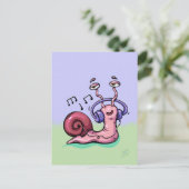 Cartoony Snail Musik hören Postkarte (Stehend Vorderseite)