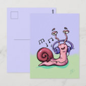 Cartoony Snail Musik hören Postkarte (Vorne/Hinten)