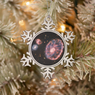 Cartwheel Galaxy, James Webb Space Telescope Schneeflocken Zinn-Ornament