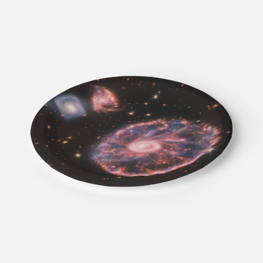 Cartwheel Galaxy JWST James Webb Space Telescope Pappteller (Schrägansicht)
