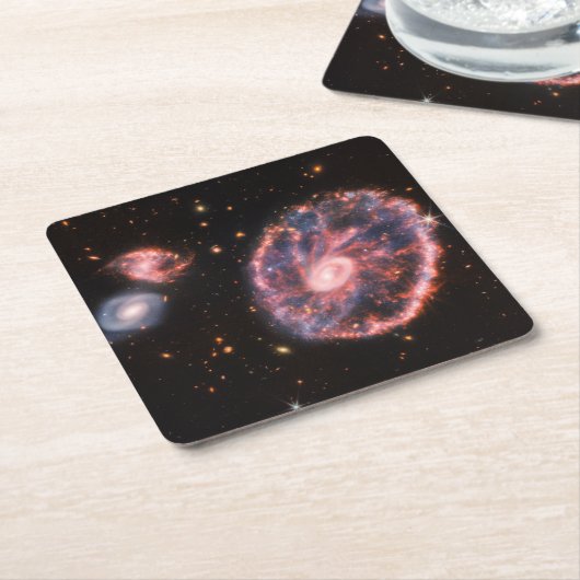Cartwheel Galaxy JWST James Webb Space Telescope Rechteckiger Pappuntersetzer (angewinkelt)