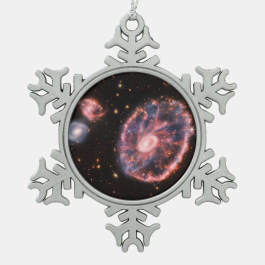 Cartwheel Galaxy JWST James Webb Space Telescope Schneeflocken Zinn-Ornament (Vorderseite)
