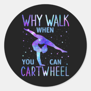 Cartwheel Gymnast Girl Runder Aufkleber