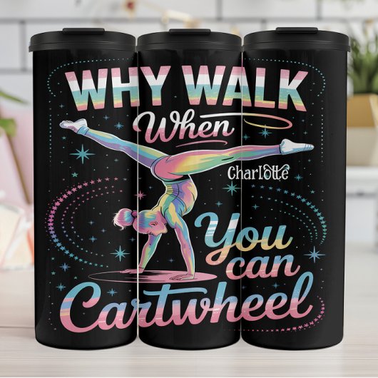 Cartwheel Joy: Gymnastik, Regenbogen, Energie Thermosbecher