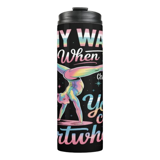 Cartwheel Joy: Gymnastik, Regenbogen, Energie Thermosbecher (Vorderseite)