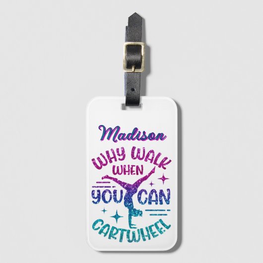 Cartwheel Personalisiert Magenta Lila Türkis Gepäckanhänger (Vorderseite Vertikal)