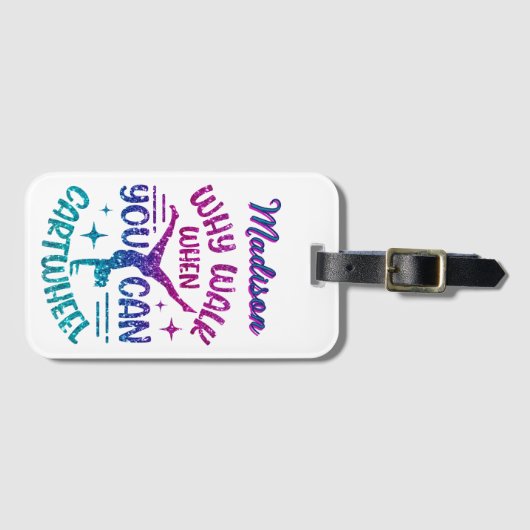Cartwheel Personalisiert Magenta Lila Türkis Gepäckanhänger (Vorderseite (Horizontal))