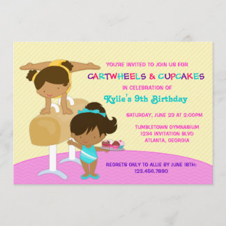 Cartwheels und Cupcakes Gymnastik Geburtstagsparty Einladung