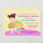 Cartwheels und Cupcakes Gymnastik Geburtstagsparty Einladung (Vorne/Hinten)