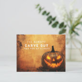 Carve Out Time Pumpkin Referral Program Ankündigungspostkarte (Stehend Vorderseite)