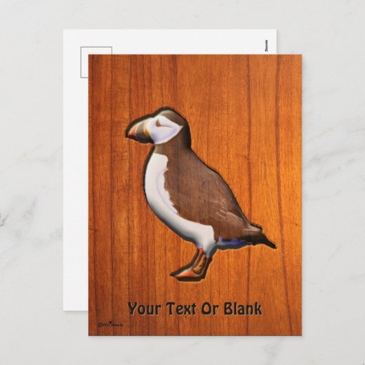 Carved Atlantic Puffin Feiertagspostkarte (Vorne/Hinten)