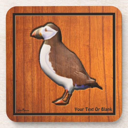 Carved Atlantic Puffin Getränkeuntersetzer (Vorderseite)