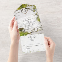 Carved Birch Tree Herz Rustic Country Wedding