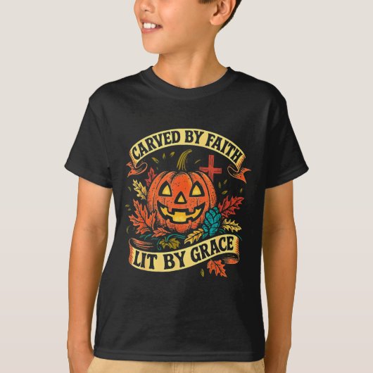 Carved By Faith Lit By Grace Religious Christian H T-Shirt (Vorderseite)