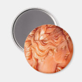 Carved Coral Cameo Portrait Vintage Juwelen Magnet (Vorderseite/Rückseite)