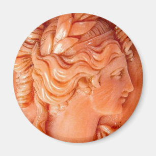 Carved Coral Cameo Portrait Vintage Juwelen Magnet