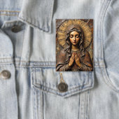 Carved Devotion Wooden Mary Button (Insitu)