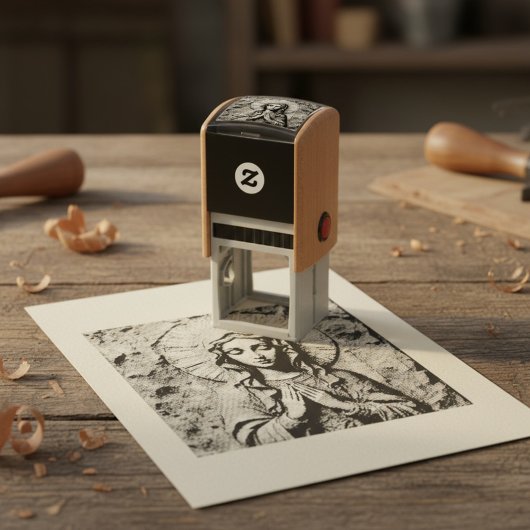 Carved Devotion  Wooden Mary Permastempel