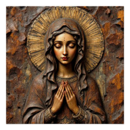 Carved Devotion  Wooden Mary Poster