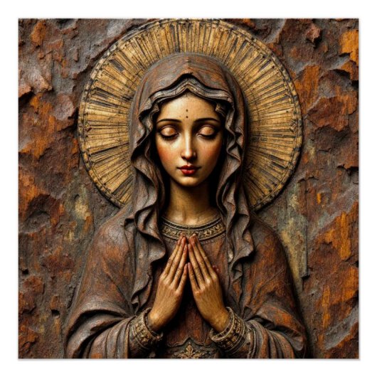 Carved Devotion  Wooden Mary Poster (Vorderseite)