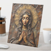 Carved Devotion Wooden Mary Sockelschild (In Situ)