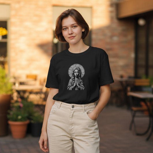 Carved Devotion  Wooden Mary T-Shirt