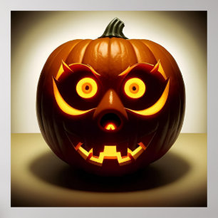 Carved Halloween Pumpkin Poster