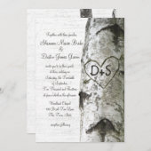 Carved Heart Birch Tree Wedding Einladung (Vorne/Hinten)