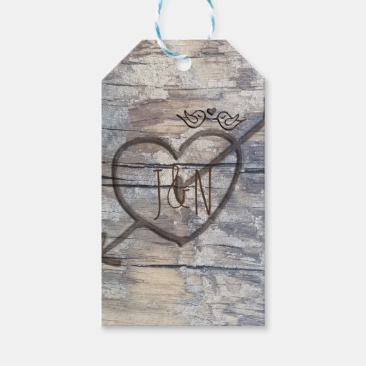 Carved Heart & Mason Jars Love Birds Gastgeschenk Geschenkanhänger (Vorderseite)