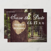 Carved Heart Rustic Tree Save the Date Postkarten (Vorne/Hinten)