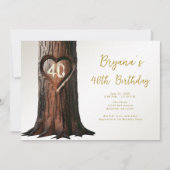 Carved Heart Tree Stump Rustikaler Minimaler Gebur Einladung (Vorderseite)