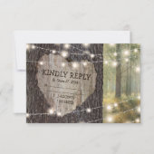 Carved Heart Tree Wedding RSVP Karte (Vorderseite)