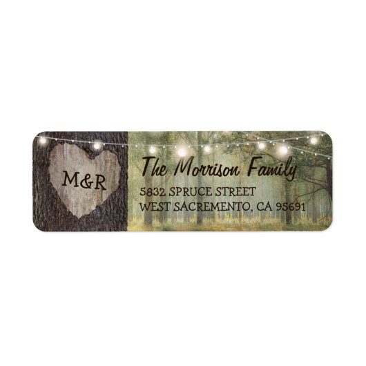 Carved Heart Tree Wedding | Rustikale String Light (Vorne)