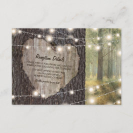Carved Heart Tree Wedding | Rustikale String Light Begleitkarte
