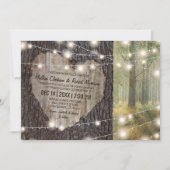 Carved Heart Tree Wedding | Rustikale String Light Einladung (Vorderseite)