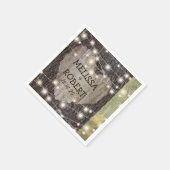 Carved Heart Tree Wedding | Rustikale String Light Serviette (Ecke)