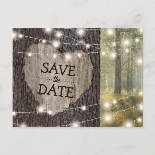 Carved Heart Tree Wedding | SAVE THE DATE Ankündigungspostkarte (Vorderseite)