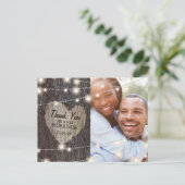 Carved Heart Tree Wedding Vielen Dank Postkarte (Stehend Vorderseite)