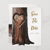 Carved Heart Treppe Rustikal Save the Date Anno Ankündigungspostkarte (Vorne/Hinten)