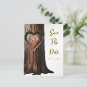 Carved Heart Treppe Rustikal Save the Date Anno Ankündigungspostkarte (Stehend Vorderseite)