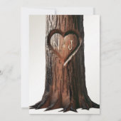 Carved Heart Treppe Rustikales Foto Verlobung Einladung (Rückseite)