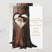 Carved Heart Treppe Rustikales Foto Verlobung Einladung (Vorne/Hinten)