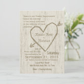 Carved Heart Wedding Einladung (Stehend Vorderseite)