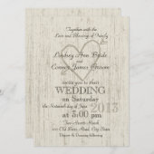 Carved Heart Wood Look Wedding Einladung (Vorne/Hinten)