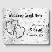 Carved Hearts Birch Tree Bark Guest Book Gästebuch (Vorderseite)
